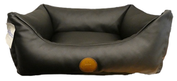 Leather bed - black - dog basket - 2 sizes